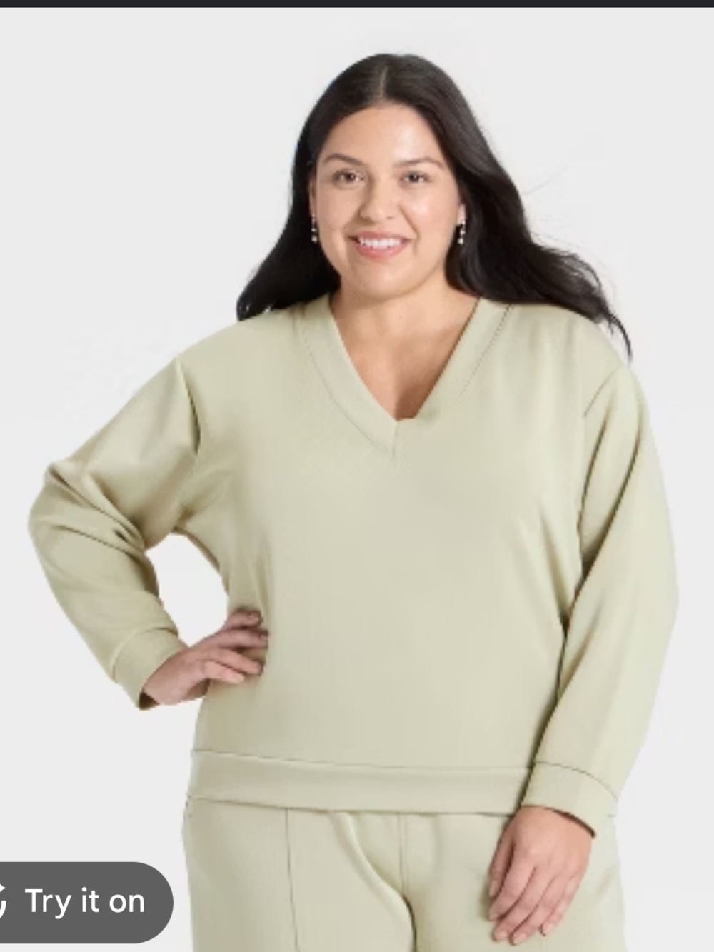 Women Sandwash Sweatshirt - A New Day Light Sage Green XXL
